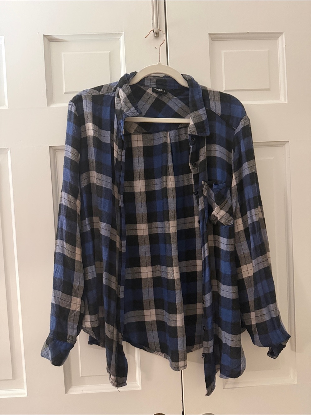 torrid Blue and Black Plaid Button-Down Shirt